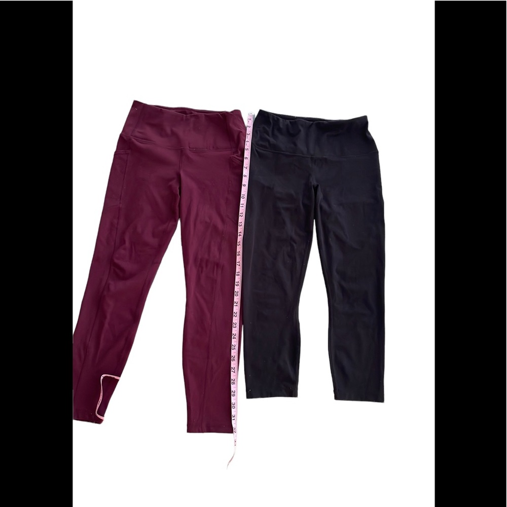 Yogalicious Lux sz S Leggings Bundle 2 pairs Cranberry Black EUC Buttery Soft